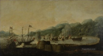 Buque de guerra Painting - Batalla en las batallas navales de Goa